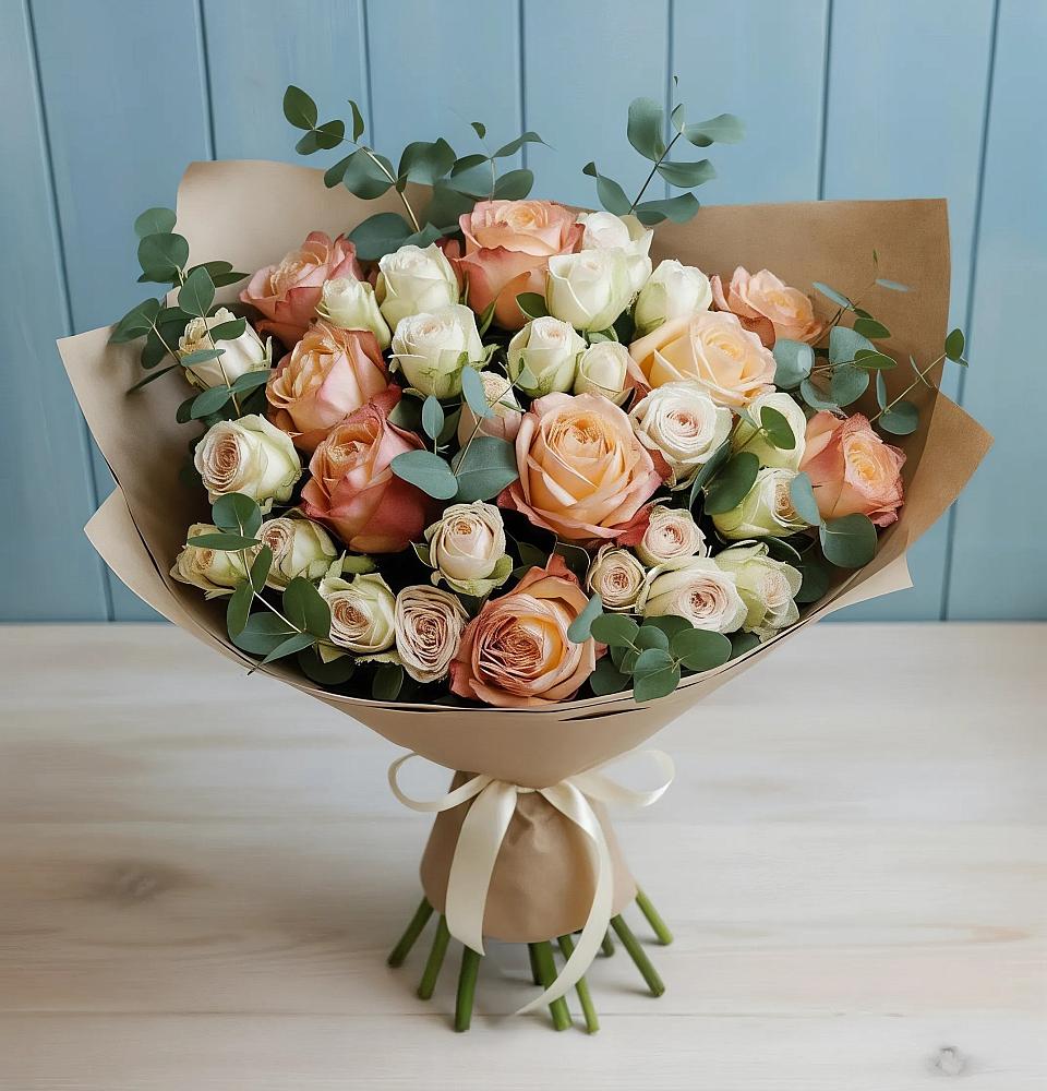 Букет цветов из: Альстромерии и Розы в Черусти