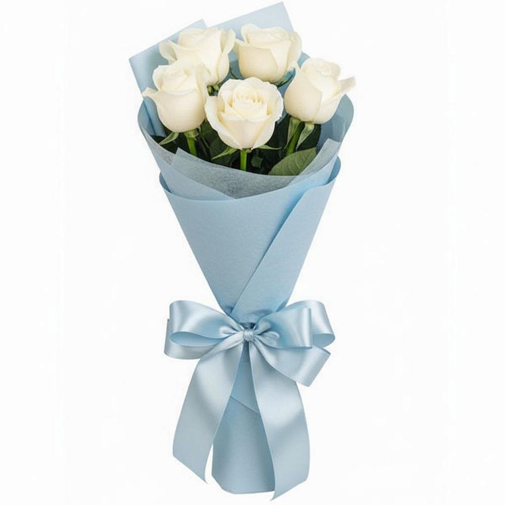 Букет 5 Белых роз Проуд в Черусти