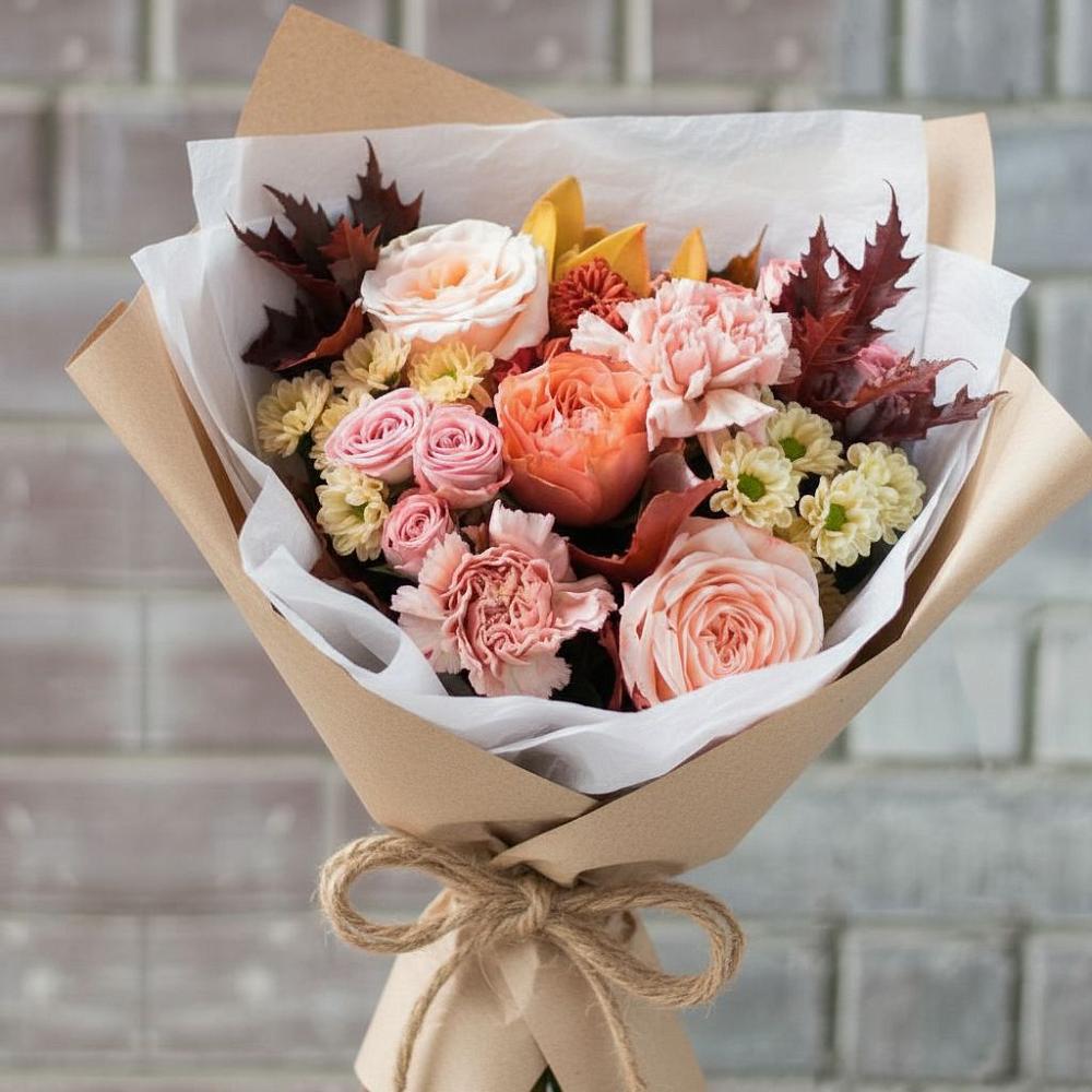 Букет цветов из: Гвоздики, Хризантемы и Розы в Черусти