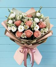 Букет цветов из:  Розы, Альстромерии и Лизиантусы в Черусти