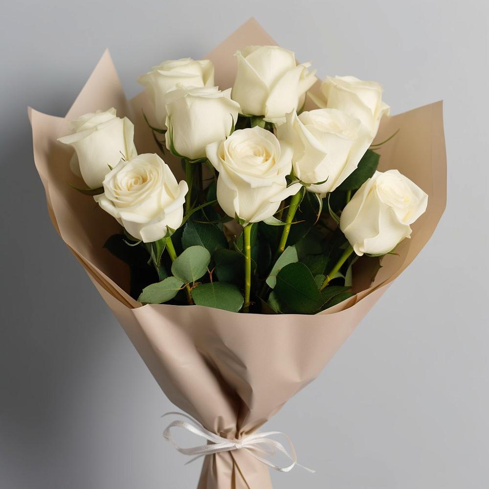 Букет 9 Белых роз Эдлесс Лав в Черусти