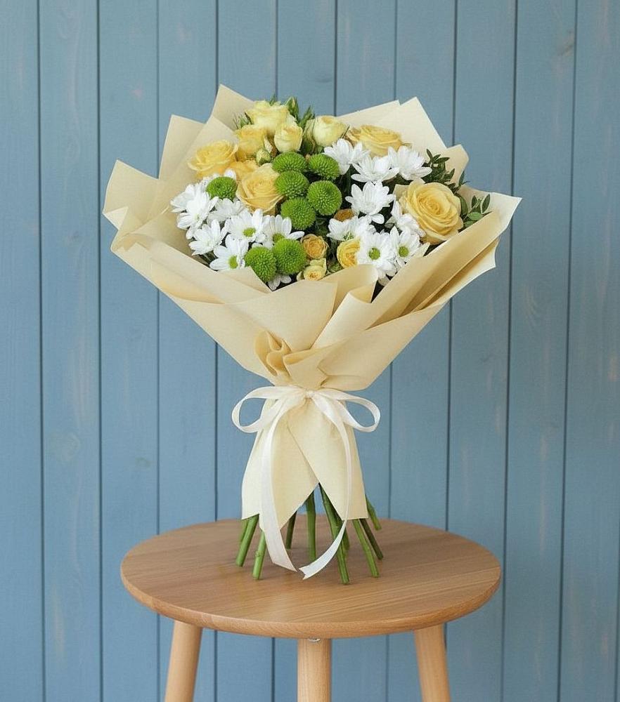 Букет цветов из: Хризантемы и Розы в Черусти