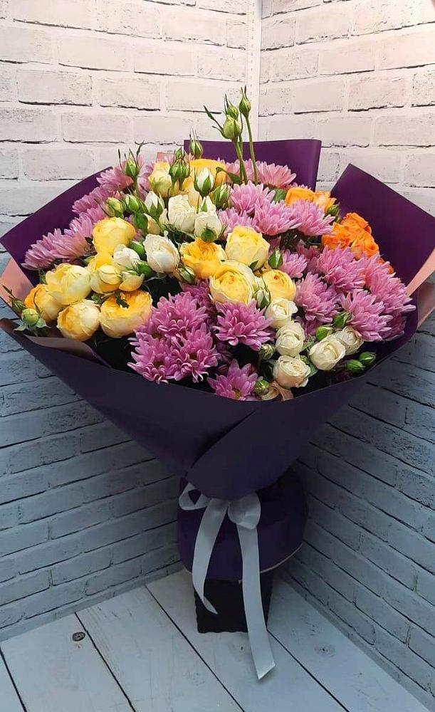 Букет цветов из: Хризантемы и Розы в Черусти