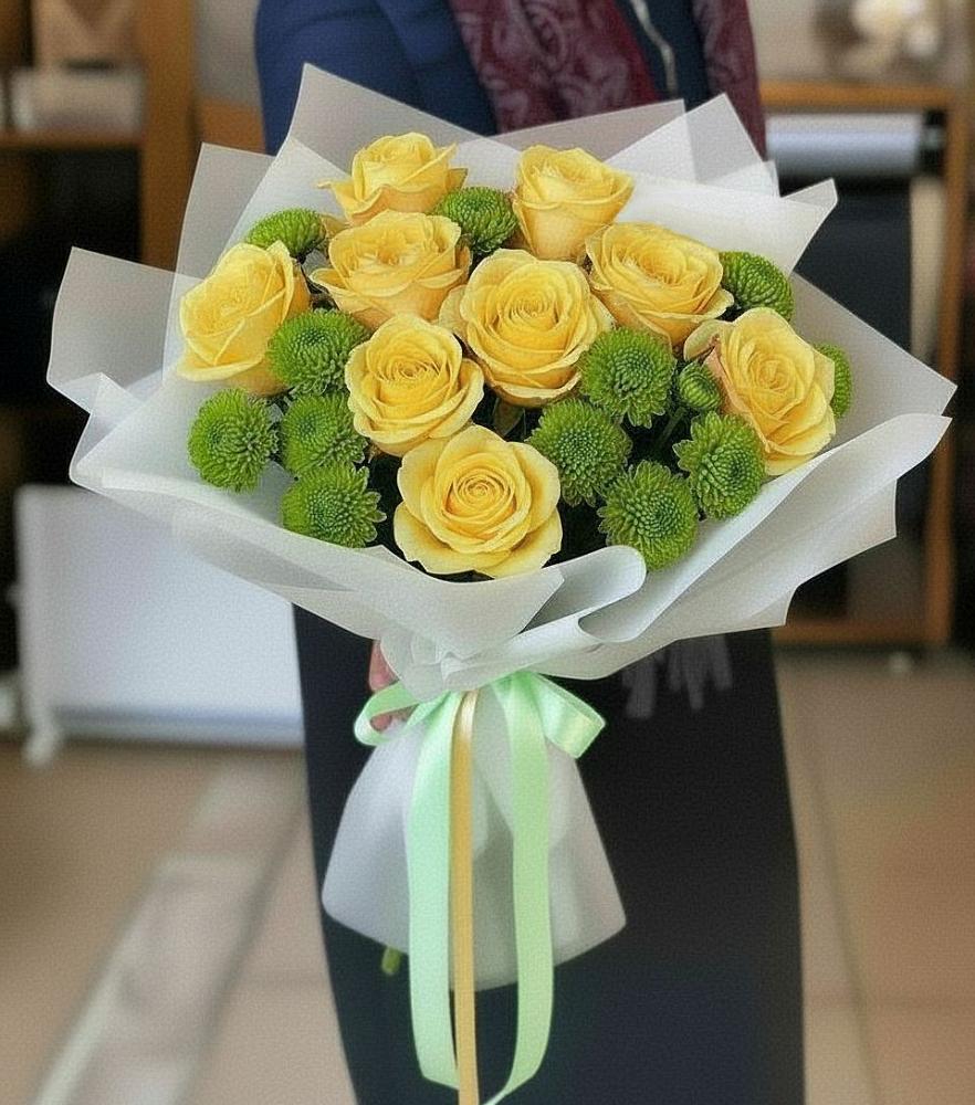 Букет цветов из: Хризантемы и Розы в Черусти