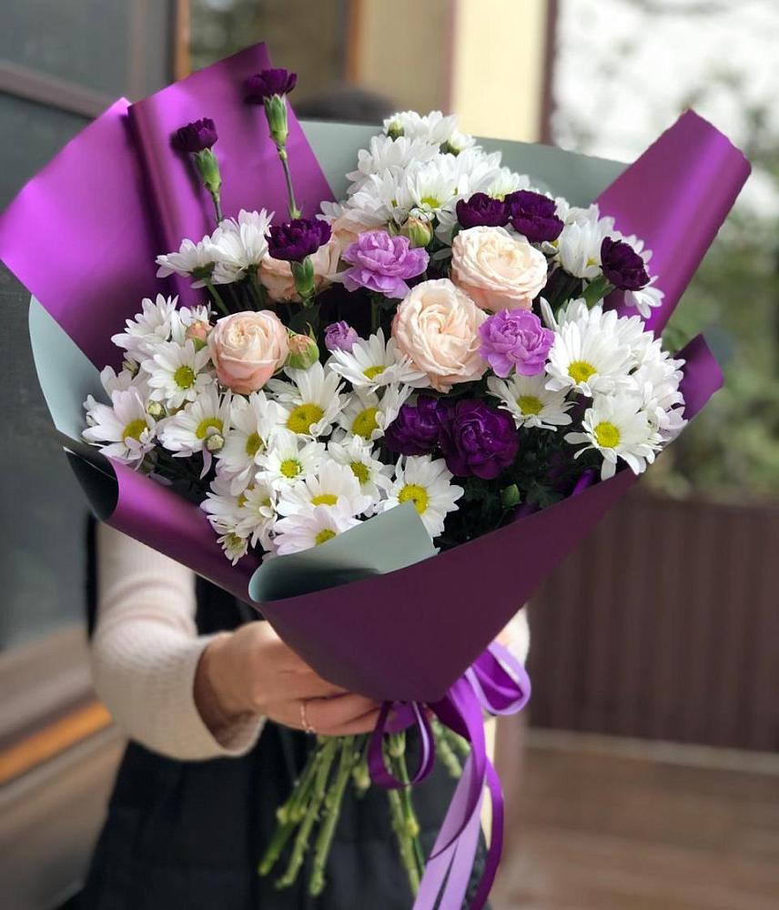 Букет цветов из: Хризантемы, Гвоздики и Розы в Черусти