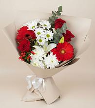 Букет цветов из:  Розы, Хризантемы, Герберы и Лилии в Черусти