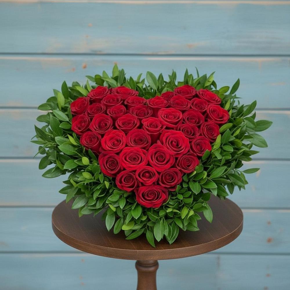 Цветочная композиция из Розы в виде сердца в Черусти