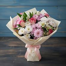 Букет цветов из:  Хризантемы, Альстромерии и Розы в Черусти