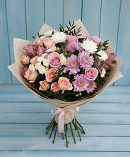 Букет цветов из:  Хризантемы, Розы и Альстромерии в Черусти