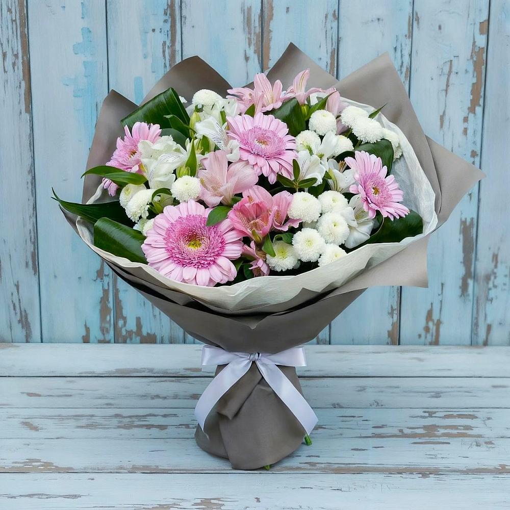 Букет цветов из: Герберы, Альстромерии и Хризантемы в Черусти
