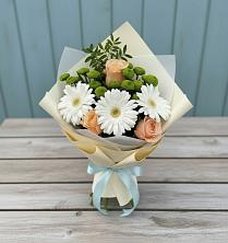 Букет цветов из:  Герберы, Розы и Хризантемы в Черусти