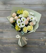 Букет цветов из:  Альстромерии, Розы и Хризантемы в Черусти