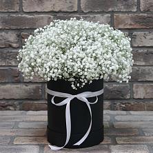 Цветочная композиция из Гипсофила в шляпной коробке в Черусти