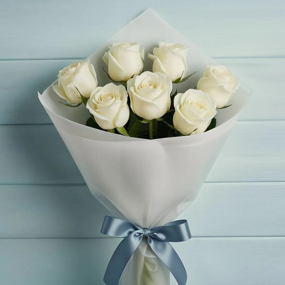 Букет 7 Белых роз Эдлесс Лав в Черусти